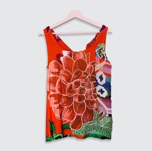 NWT Desigual Floral Geometric Multicolor Tank Top Size L